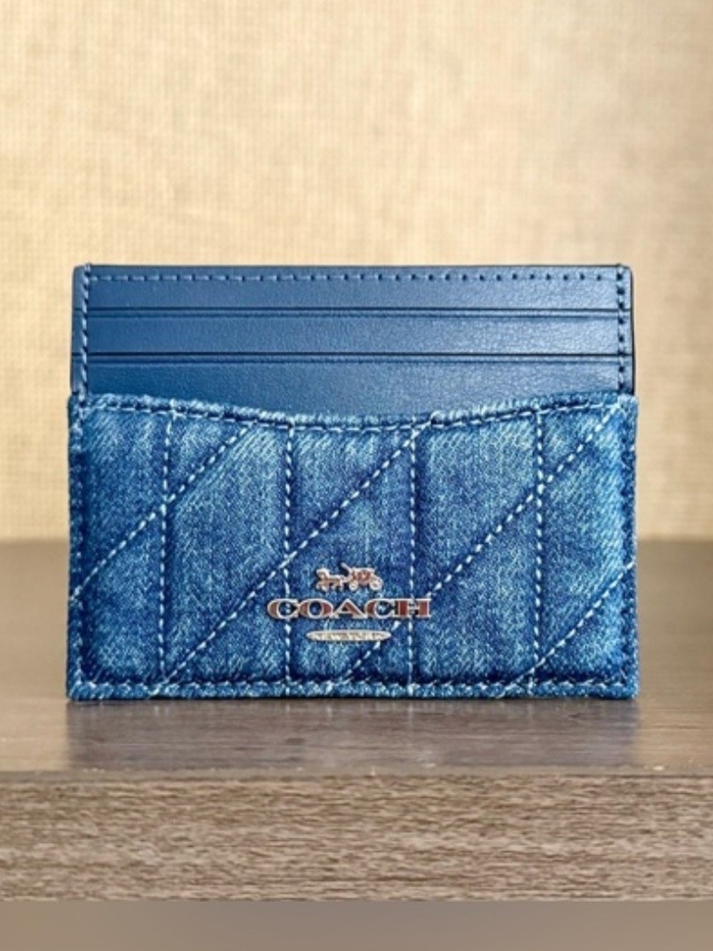 💙Coach Blue Denim Quilted ID Card Wallet 💙✨ - Picture 2 of 2